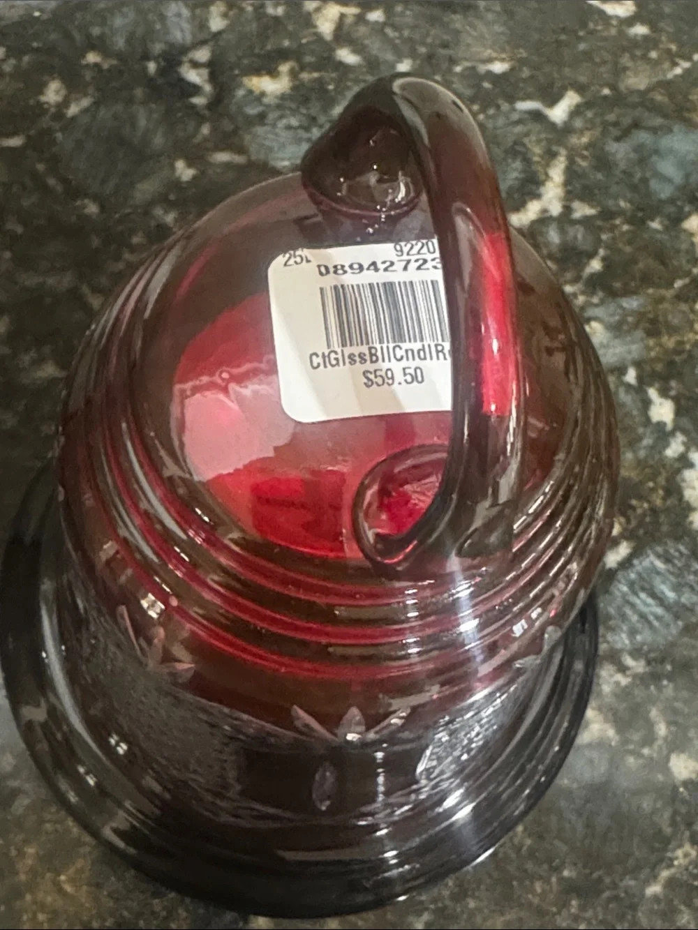 Pottery Barn Ruby Red Cut Glass Decorative Bell Candle